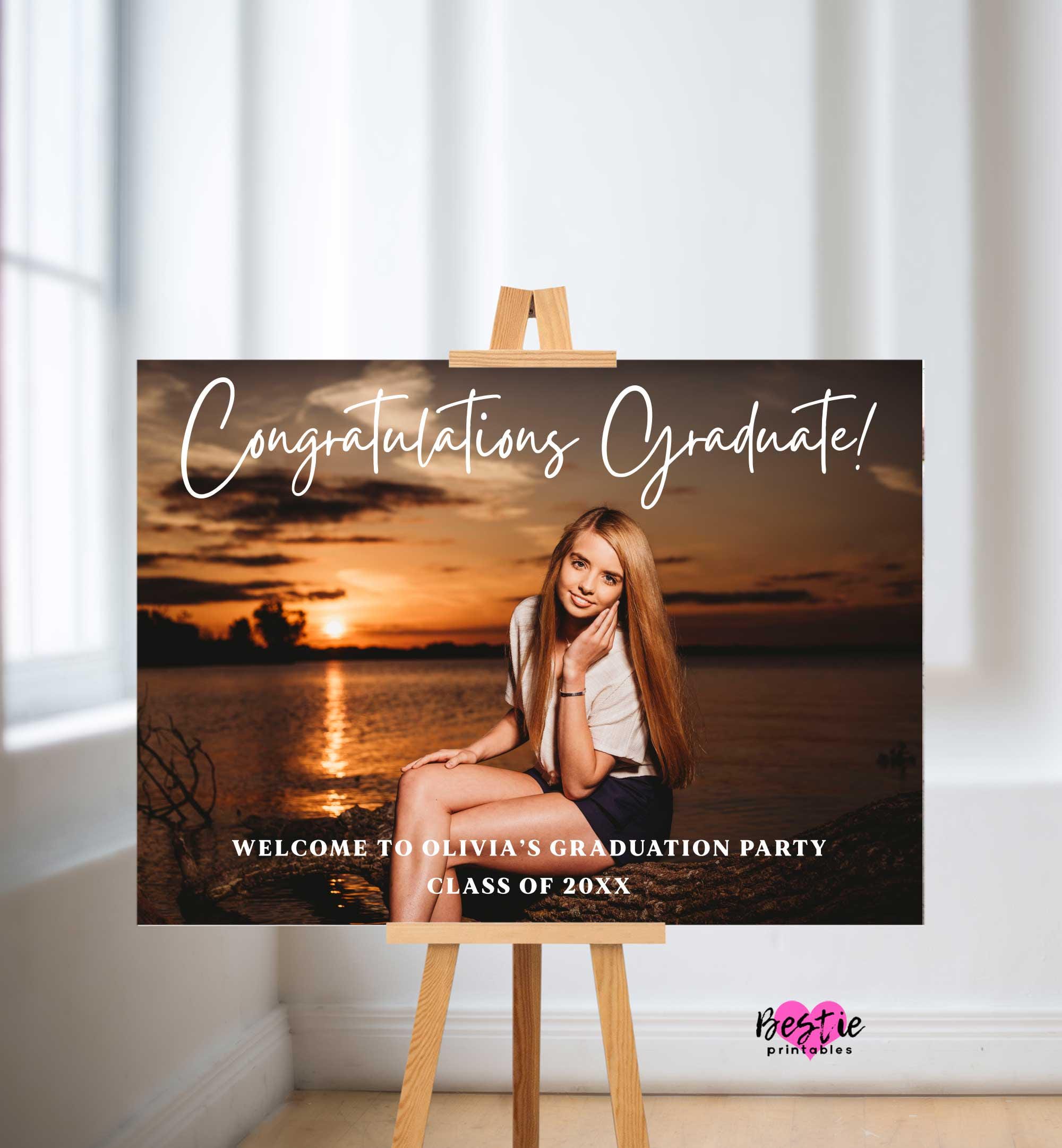 Graduation Welcomesign Graduation Welcome Sign With Picture, Horizontal (foam Board or Digital ...