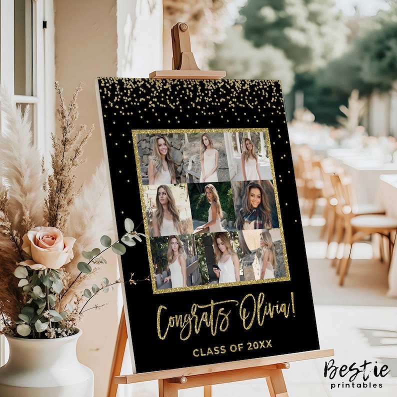 Graduation Photo Both Sign Personalized Graduation Photo Collage Sign, Senior Party Decor (digital ...