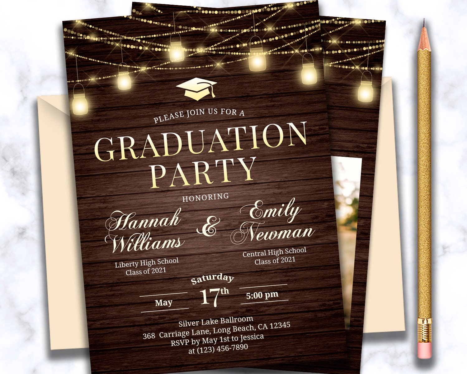 Twin graduation party invitation rustic Twin graduation Etsy