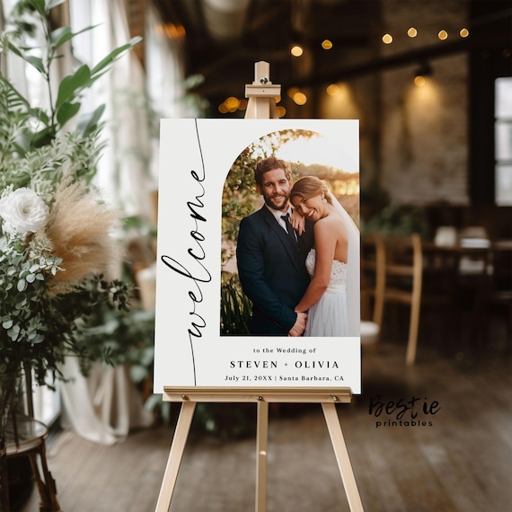 Arch Wedding Welcome Sign With Photo, Wedding Decor, Wedding