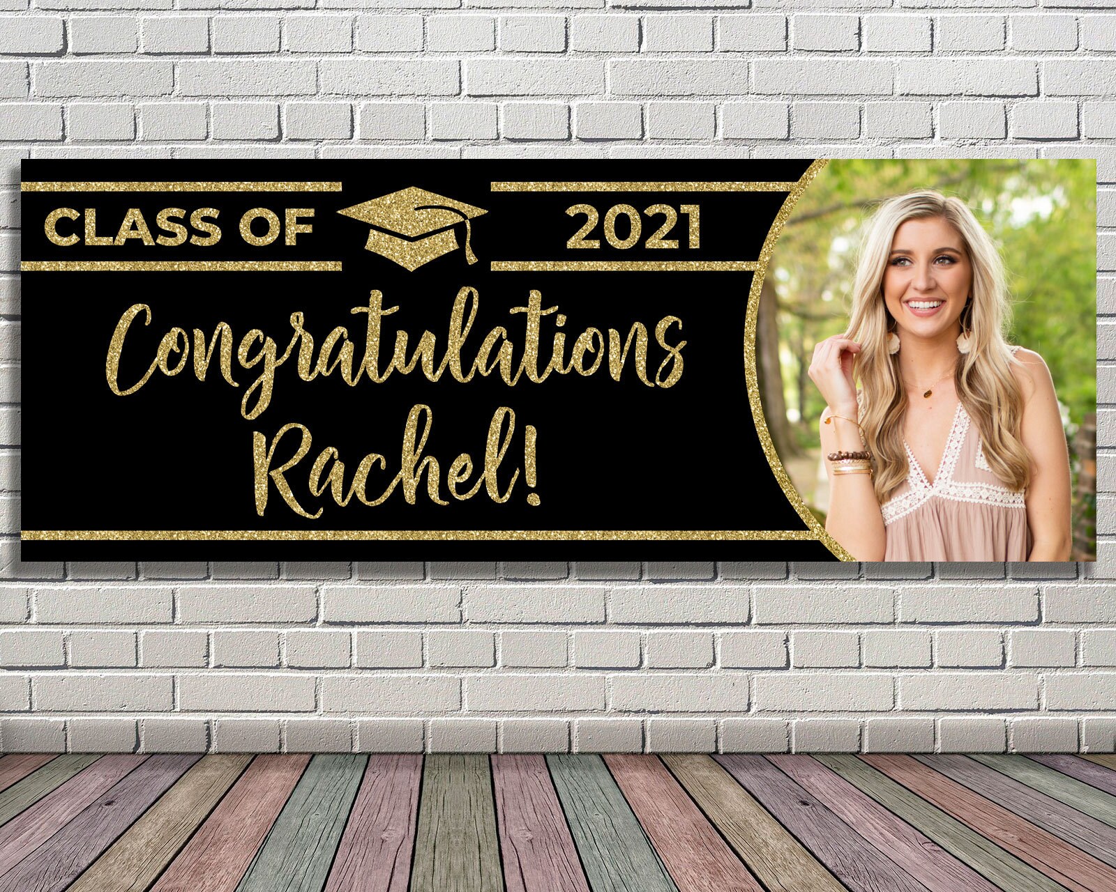 DIGITAL OR PRINTED Graduation Banner Black and Gold Graduation Etsy