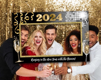 New Years eve party 2024 New Years eve Photo booth frame Selfie frame New Years photo booth frame Photo prop New Years backdrop printable
