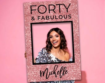 Rose gold selfie frame, 30th 40th 50th 60th 70th birthday decoration, Rose gold birthday frame, Photo booth frame, Photo prop