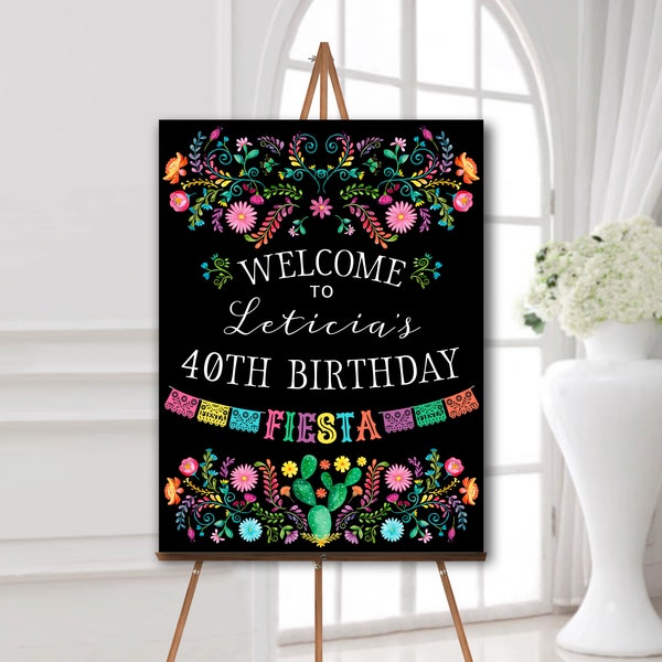 Fiesta themed Birthday welcome sign Fiesta birthday party Mexico themed birthday welcome poster Mexican theme