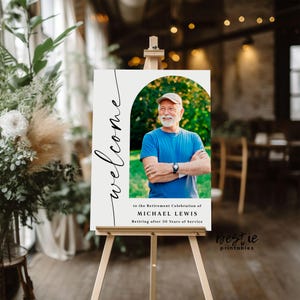 Placa de boas-vindas para festa de aposentadoria, Placa de foto de aposentadoria, Pôster de comemoração de aposentadoria com foto, Quadro de pôster, Personalizado, Personalizado, Moderno