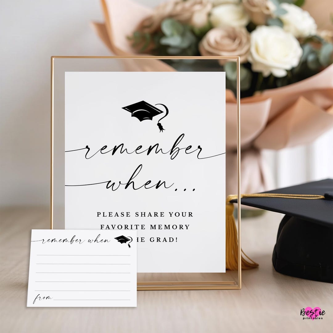 Graduation Memory Sign With Cards, Minimalist Party Decor (digital ...