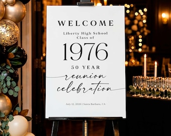 Class Reunion Welcome Sign, High School Reunion Welcome Board, 50th Reunion Decor, Foam Board or Digital Download