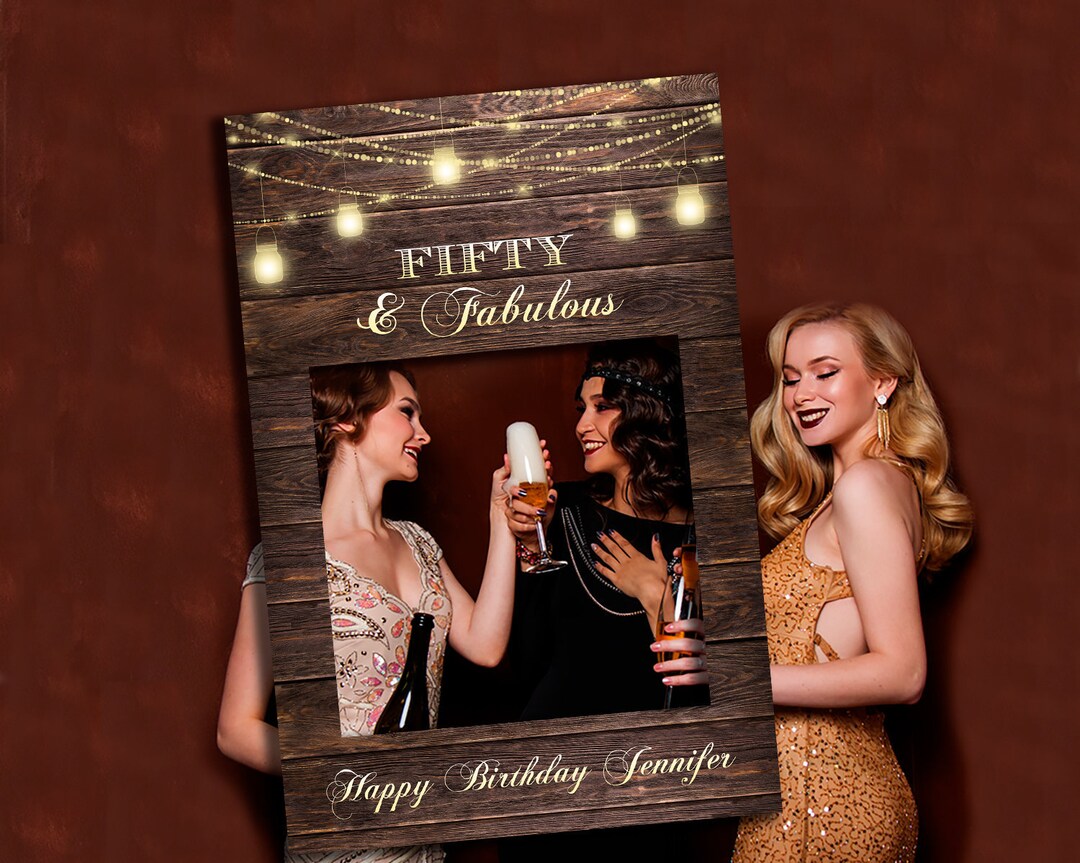 Rustic Birthday Photo Booth Frame Rustic 50th Birthday Photo Prop Frame ...