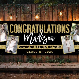 Graduation vinyl banner 2024, Custom graduation backdrop, Personalized graduation sign with photos