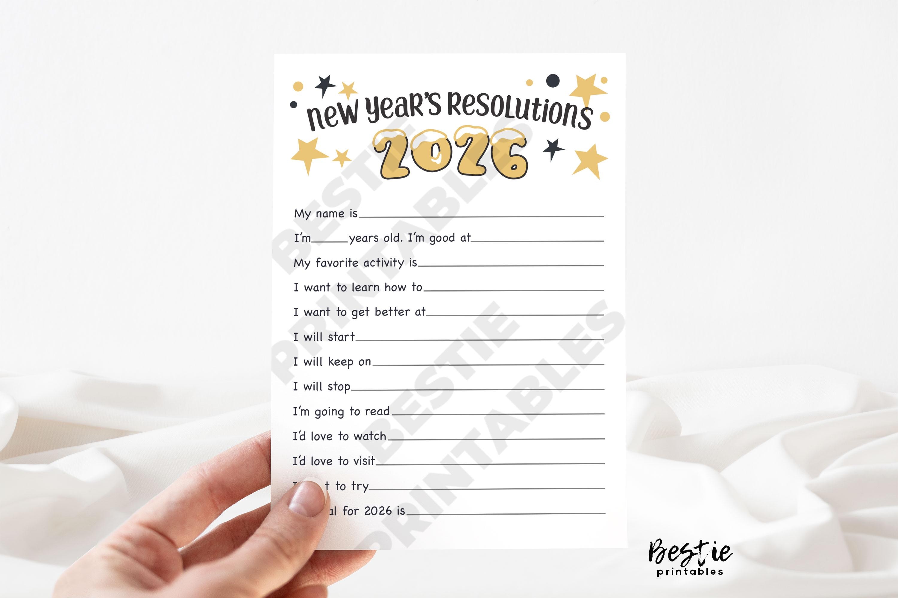 new years resolutions cards 2026, new years resolution printable