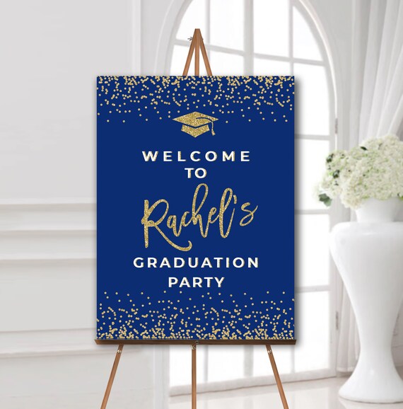 Digital Download Blue And Gold Graduation Party Decorations Etsy