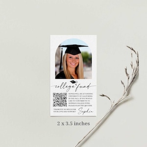 Graduation College Fund Insert Card, Personalized with Photo and QR Code, Vertical (Printed or Digital)