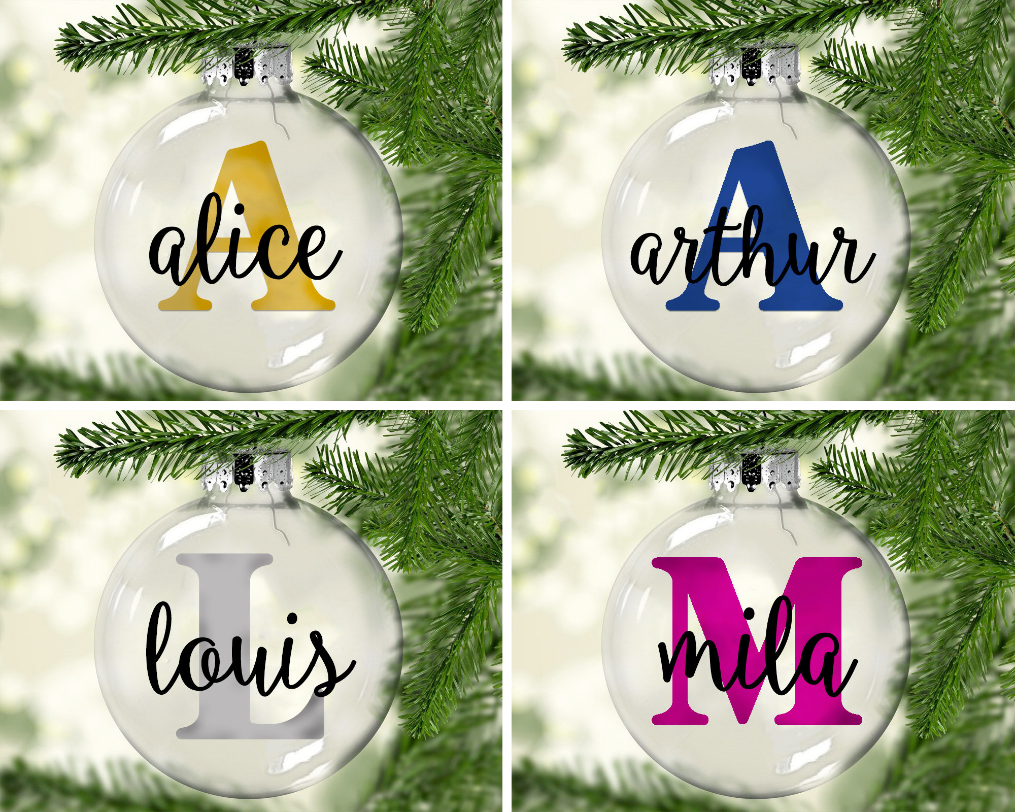 Boule de Noël Personnalisable avec Prénom, Décoration Christmas Ornament, Cadeau Personnalisé, Sapin