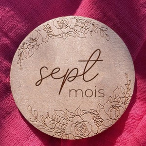 Lot de 12 cartes étape fleuries en bois pour Bébé. Carte étape en bois naissance et grossesse. Cadeau naissance grossesse. Milestone cards