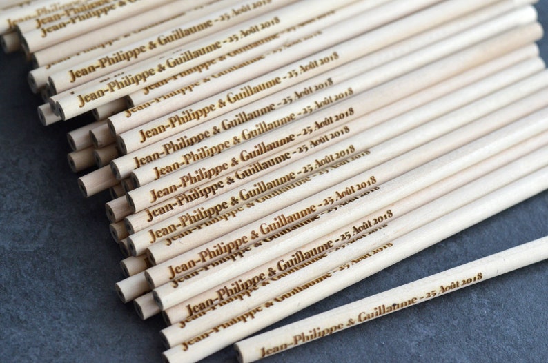 Set Of 100 Custom Wooden Engraved Pencils Personalized Image 0