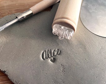 Timbro con firma a cuore per ceramica. Timbro acrilico firmato. Timbro per ceramica, Timbro firma. Timbro in ceramica con firma.
