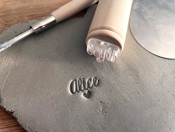 Acrylic Monogram Pottery Stamp with Handle