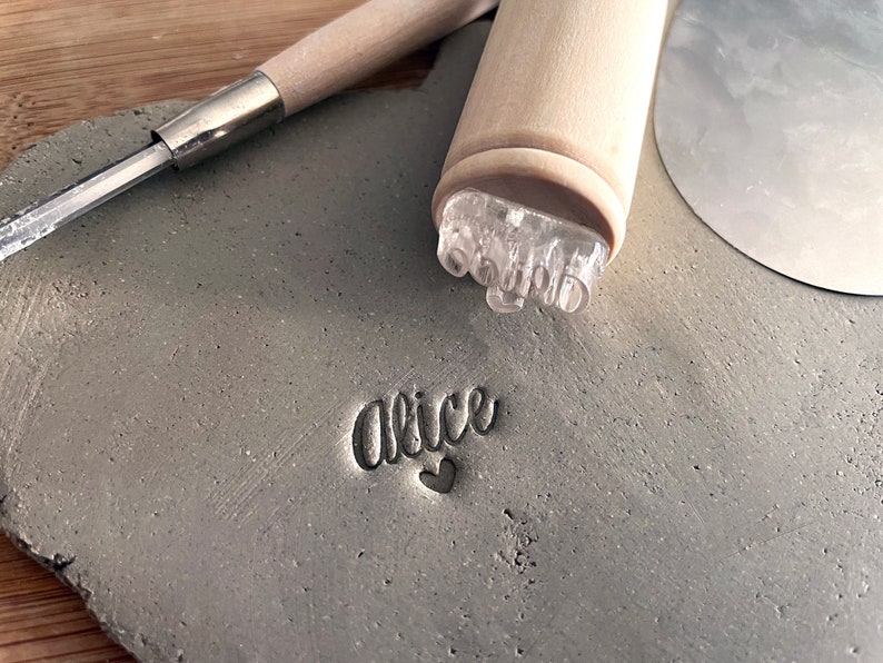 Tampon signature coeur pour poterie. Tampon acrylique signature. Timbre pour céramique, Tampon signature. Signature pottery Stamp. image 1