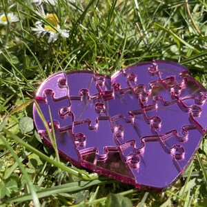 Puzzle heart mirror Pink. Acrylic puzzle puzzle puzzle. Valentine's Day Puzzle image 3