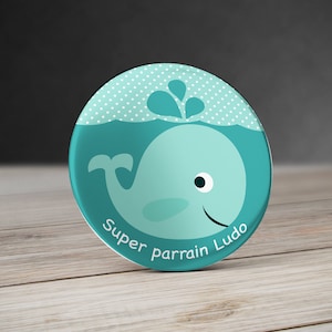 Custom Whale Pinback Button 58 mm  - Whale magnet with name - Whale bottle opener - Besties Pinback Button - gift for friend