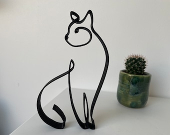 Cat One Line Art. Cat wall art. Living room decoration cat