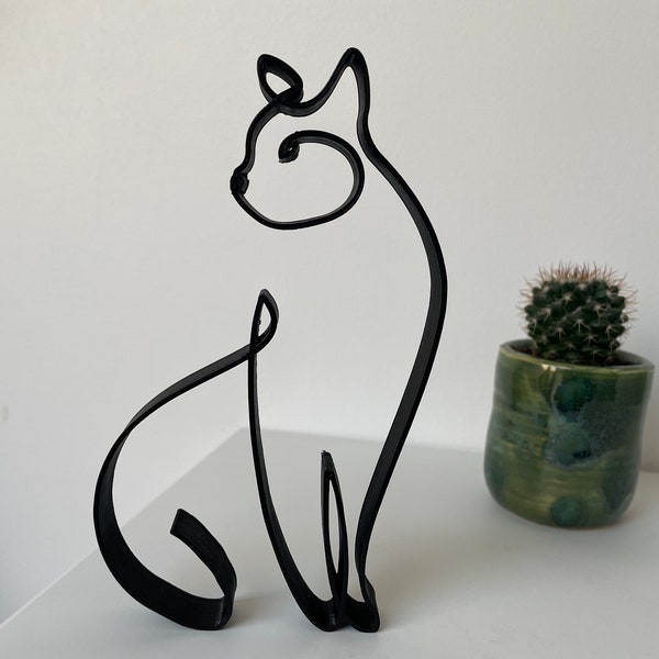 Décoration Minimaliste Chat. Décoration One Line Chat. Décoration d'intérieur Chat. Décoration Line Art.