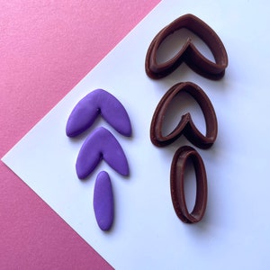 Trio leaf cookie cutter for polymer clay. Clay cookie cutter. Fimo clay cookie cutter. Leaf cookie cutter for jewelry.