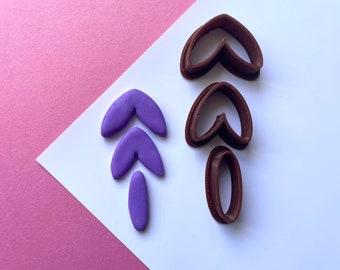 Trio leaf cookie cutter for polymer clay. Clay cookie cutter. Fimo clay cookie cutter. Leaf cookie cutter for jewelry.