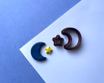 Moon and star cookie cutter for polymer clay. Moon clay cookie cutter. Fimo dough cookie cutter. Moon cookie cutter for jewelry.