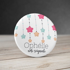 Insignia de enfermera personalizada de 58 mm con nombre de estrella, insignia de trabajo, insignia, espejo o imán personalizado, insignia de enfermera, insignia de 58 mm