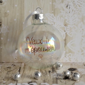 Pallina di Natale &quot;Mi vuoi sposare?&quot; Proposta di matrimonio originale. Decorazione natalizia. Addobbo natalizio. Decorazione per albero di Natale.