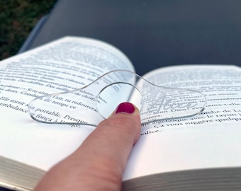 Bague de lecture personnalisée. Porte page de livre personnalisé. Bague de lecture transparente avec prénom.