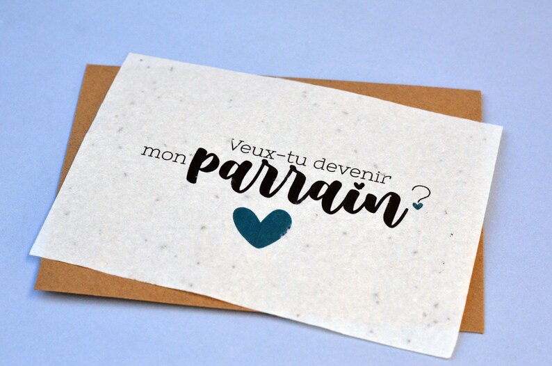 Carte à planter Veux-tu être Marraine. Carte ensemencée Marraine.Carte demande marraine. Papier à planter, papier ensemencé image 2