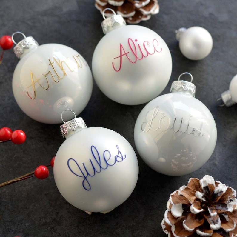 Boule de Noël personnalisée avec prénom Décoration de Noël Etsy France
