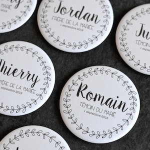 Personalized Wedding Pinback Button 58 mm with names - Bride and Groom favors, mirrors - Wedding Mirror, Magnet or Pinback Button