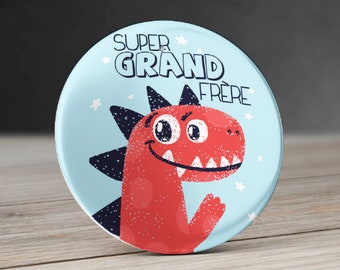 Custom Dinosaur Pinback Button 58 mm - Brother to be - Dinosaur brother to be magnet - Dinosaur magnet with name - Dinosaur bottle opener