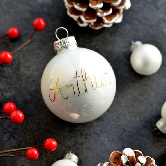 Boule De Noël Personnalisée Avec Prénom Décoration De Noël First Christmas Ornament Cadeau De Noël Décoration Pour Sapin De Noël Xmas