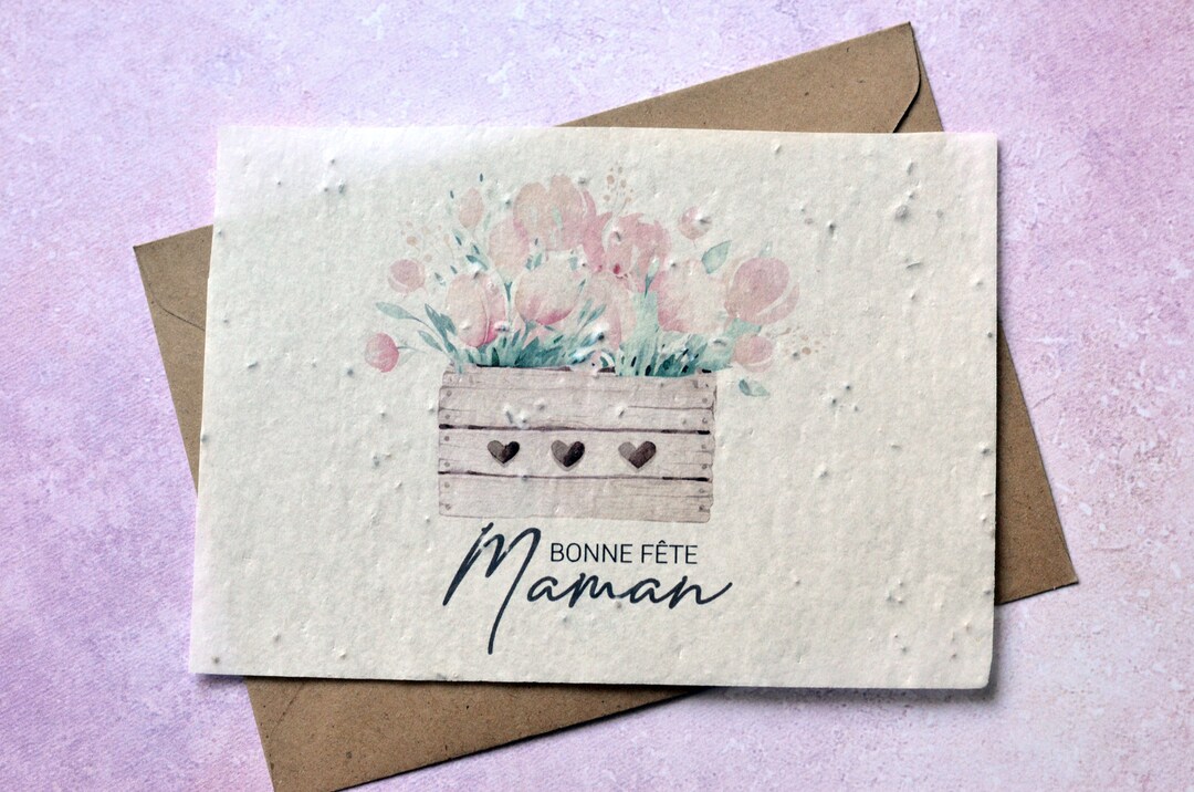 Carte à planter Bonne Fête Maman. Carte ensemencée Fête des mères