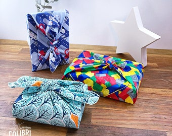 3 Furoshiki gift wrap - reusable wrap for christmas, birthday, children and adult