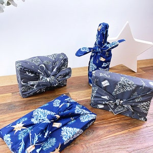 LOT de FUROSHIKI : l'emballage CADEAU en tissu réutilisable, Alternative au papier cadeau en tissus pour Noël image 2
