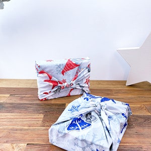 LOT de FUROSHIKI : l'emballage CADEAU en tissu réutilisable, Alternative au papier cadeau en tissus pour Noël image 3