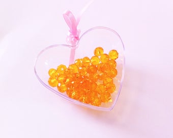 10 Crystal beads faceted, vibrant Orange 6 X 8 mm