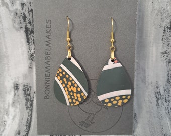 Aboriginal designed sublimation earrings dot art work teardrop black