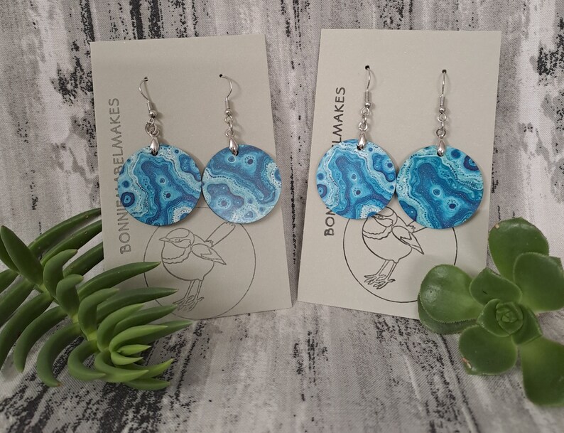 Aboriginal designed sublimation earrings round water image 2