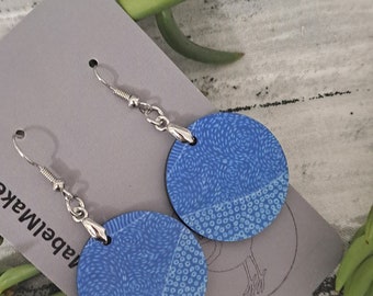 Aboriginal art designed sublimation earrings blue round