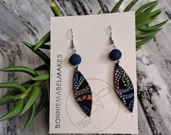 Aboriginal designed sublimation earrings navy