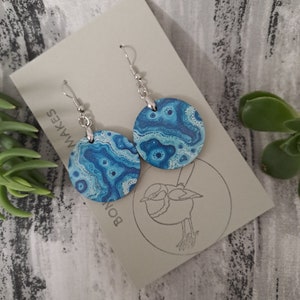 Aboriginal designed sublimation earrings round water image 1