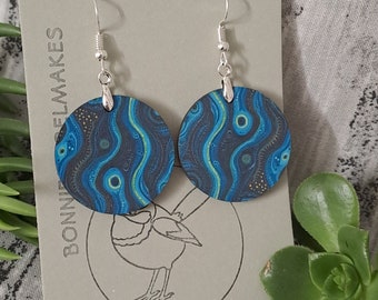 Aboriginal designed sublimation earrings dark blue black