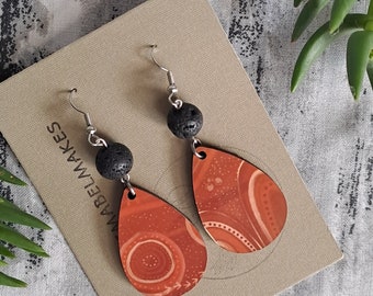 Aboriginal designed sublimation earrings earthy artwork teardrop