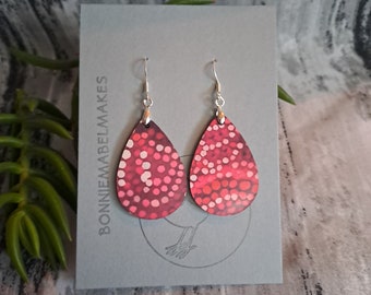 Aboriginal designed sublimation earrings dot artwork teardrop